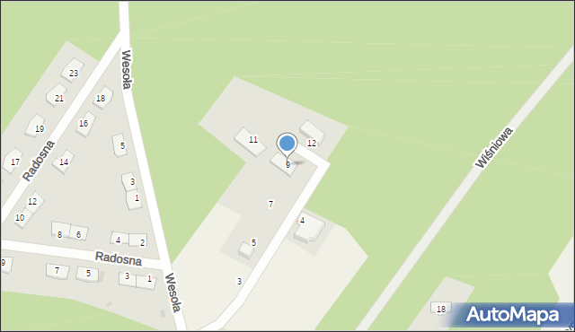 Osiek nad Wisłą, Tęczowa, 9, mapa Osiek nad Wisłą