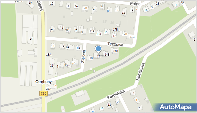 Otrębusy, Tęczowa, 12, mapa Otrębusy