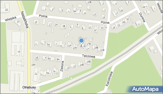 Otrębusy, Tęczowa, 15A, mapa Otrębusy