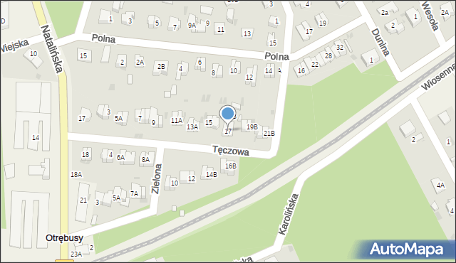 Otrębusy, Tęczowa, 17, mapa Otrębusy