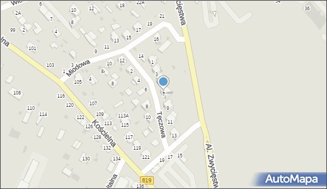 Parczew, Tęczowa, 7, mapa Parczew