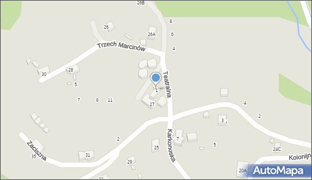 Piechowice, Teatralna, 1, mapa Piechowice