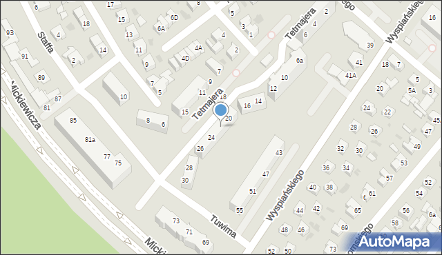 Piła, Tetmajera, 22, mapa Piły