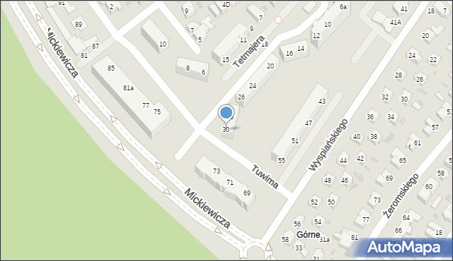 Piła, Tetmajera, 30, mapa Piły