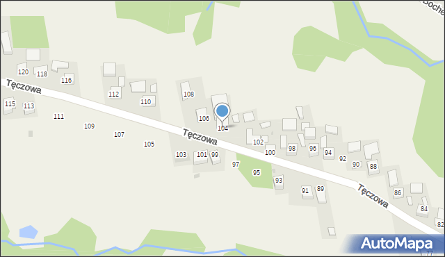 Poręba Spytkowska, Tęczowa, 104, mapa Poręba Spytkowska