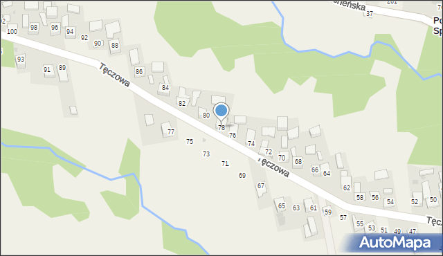 Poręba Spytkowska, Tęczowa, 78, mapa Poręba Spytkowska
