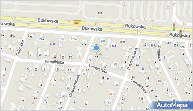 Poznań, Templińska, 31, mapa Poznania