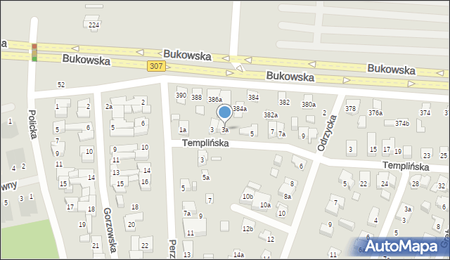 Poznań, Templińska, 3a, mapa Poznania
