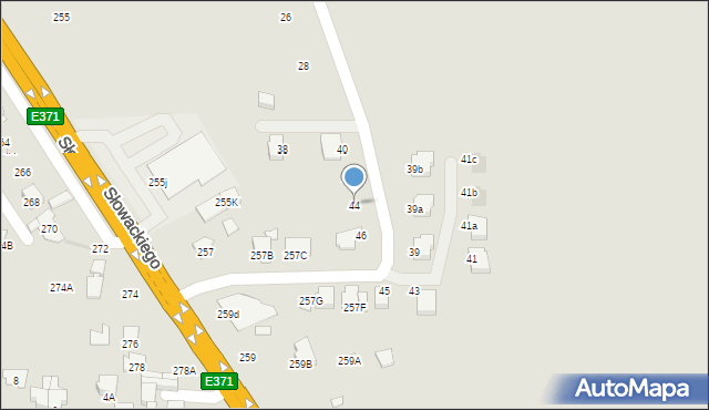 Radom, Tęczowa, 44, mapa Radomia