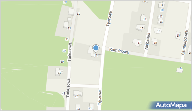 Radomia, Tęczowa, 13, mapa Radomia