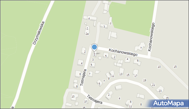 Rakoniewice, Tetmajera, 1, mapa Rakoniewice