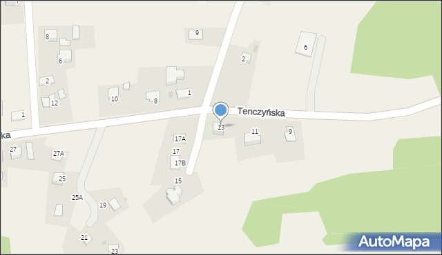 Regulice, Tenczyńska, 13, mapa Regulice