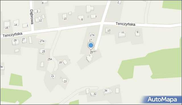 Regulice, Tenczyńska, 15, mapa Regulice