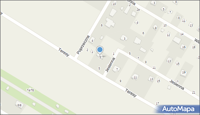 Rosanów, Teresy, 3, mapa Rosanów