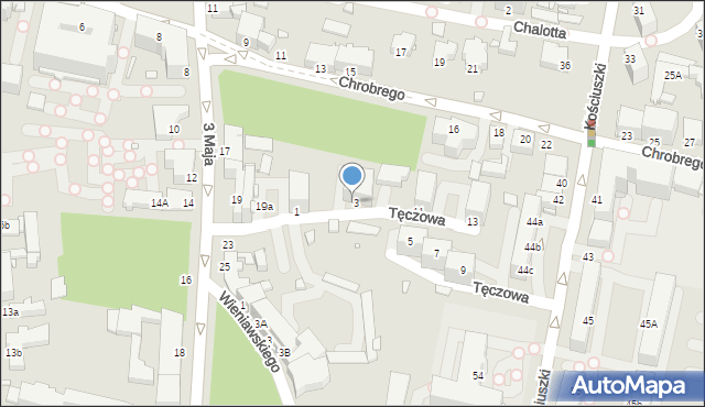 Rybnik, Tęczowa, 3, mapa Rybnika