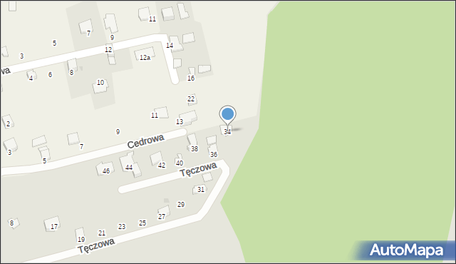 Skoczów, Tęczowa, 34, mapa Skoczów