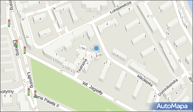 Słupsk, Teatralna, 4, mapa Słupska