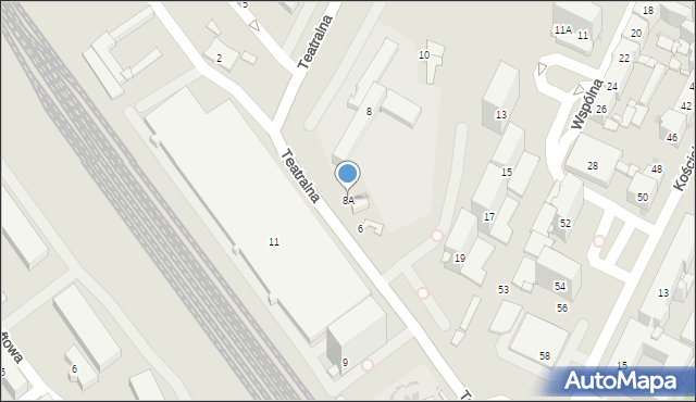 Sosnowiec, Teatralna, 8A, mapa Sosnowca
