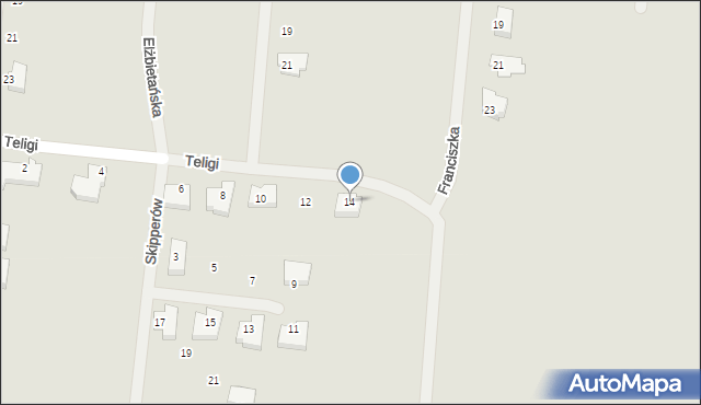 Szczecin, Teligi Leonida, 14, mapa Szczecina