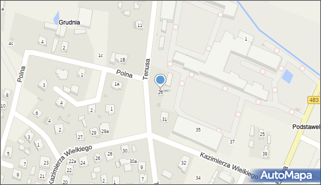 Szczerców, Tenusa Tomasza, 26, mapa Szczerców