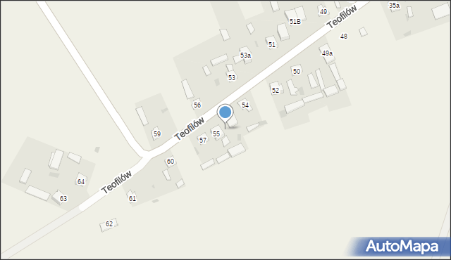 Teofilów, Teofilów, 55a, mapa Teofilów