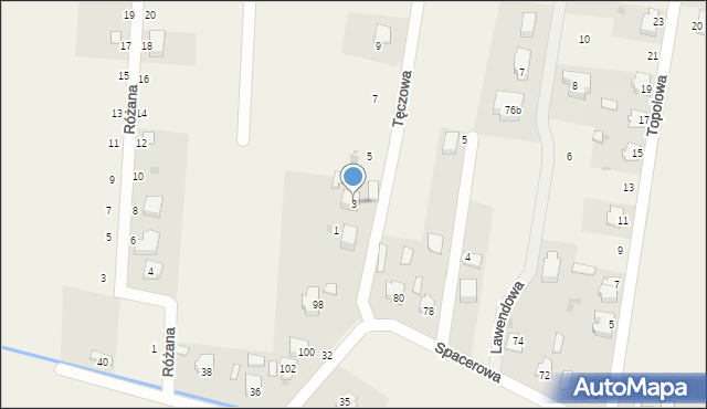 Teresin, Tęczowa, 3, mapa Teresin