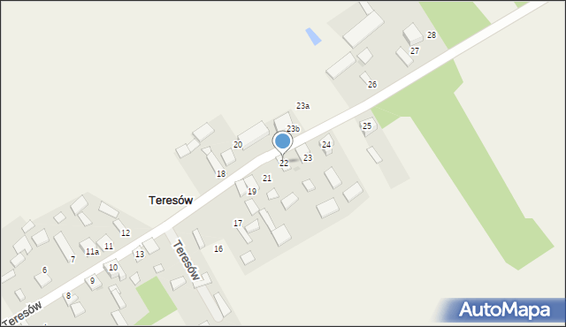 Teresów, Teresów, 22, mapa Teresów