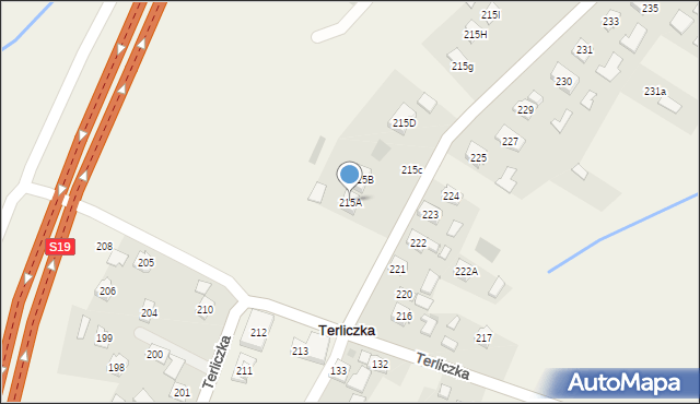 Terliczka, Terliczka, 215A, mapa Terliczka