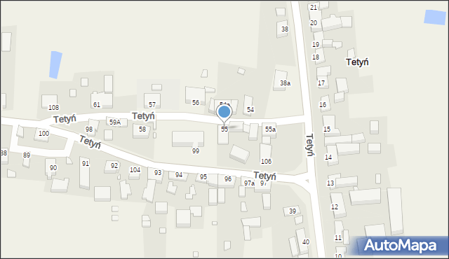 Tetyń, Tetyń, 55, mapa Tetyń