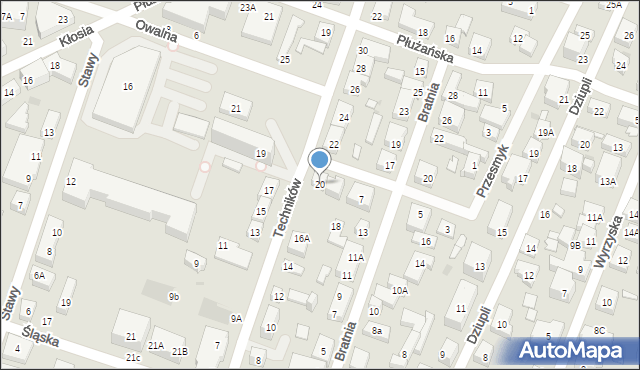 Warszawa, Techników, 20, mapa Warszawy