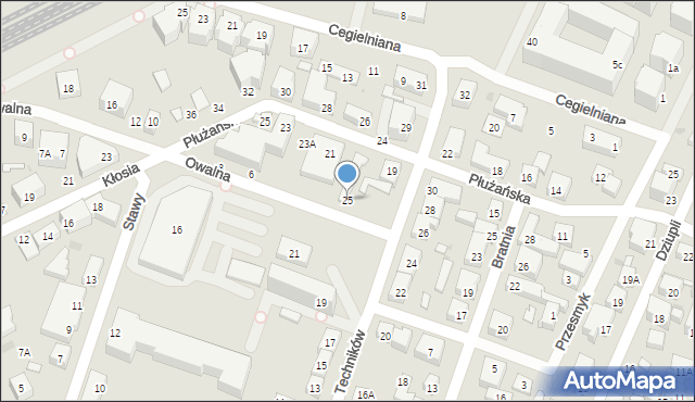Warszawa, Techników, 25, mapa Warszawy
