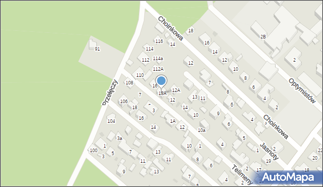 Warszawa, Telimeny, 18A, mapa Warszawy