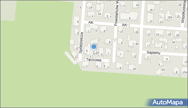 Warszawa, Tęczowa, 3, mapa Warszawy