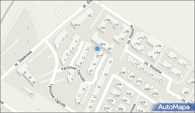 Warzymice, Tęczowe Ogrody, 13, mapa Warzymice