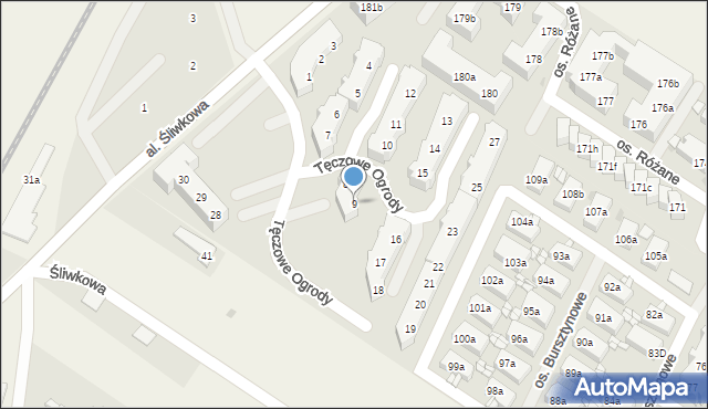 Warzymice, Tęczowe Ogrody, 9, mapa Warzymice