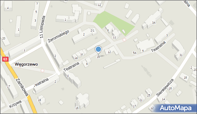 Węgorzewo, Teatralna, 10, mapa Węgorzewo