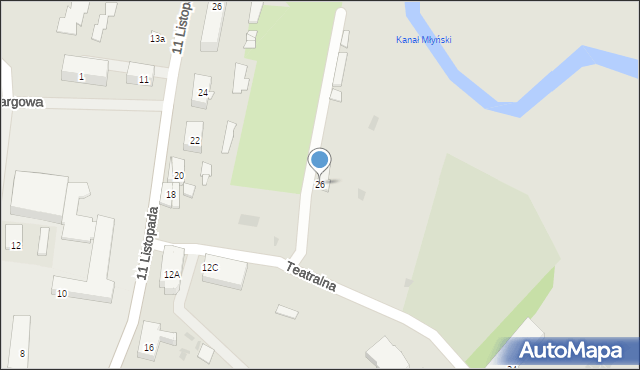 Węgorzewo, Teatralna, 26, mapa Węgorzewo