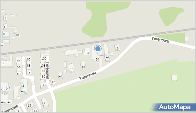 Wrocław, Terenowa, 20b, mapa Wrocławia