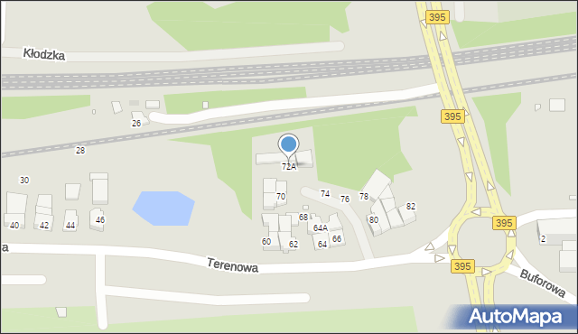 Wrocław, Terenowa, 72A, mapa Wrocławia