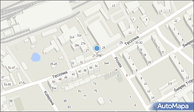 Wrocław, Tęczowa, 27-27A, mapa Wrocławia