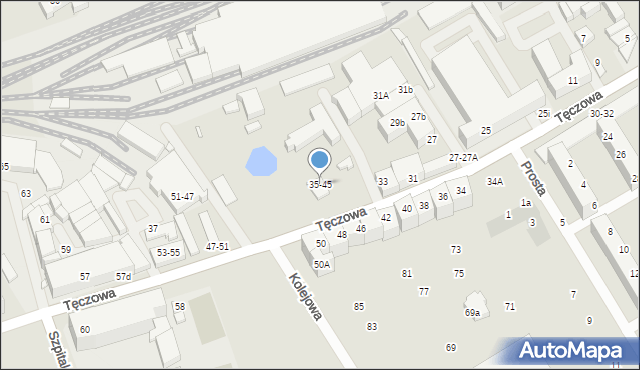 Wrocław, Tęczowa, 35-45, mapa Wrocławia