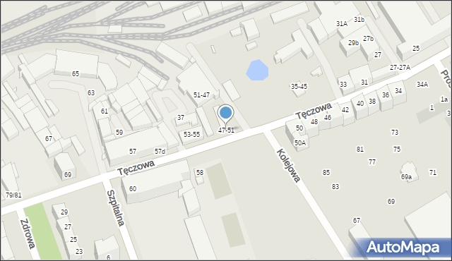 Wrocław, Tęczowa, 47-51, mapa Wrocławia