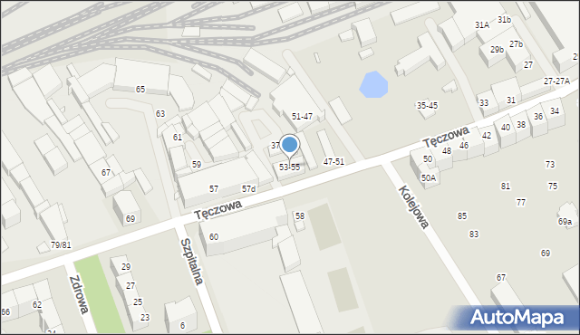 Wrocław, Tęczowa, 53-55, mapa Wrocławia