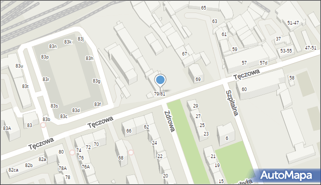 Wrocław, Tęczowa, 79-81, mapa Wrocławia