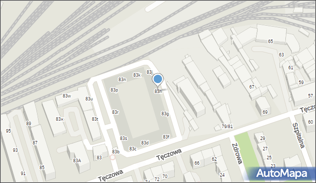 Wrocław, Tęczowa, 83h, mapa Wrocławia