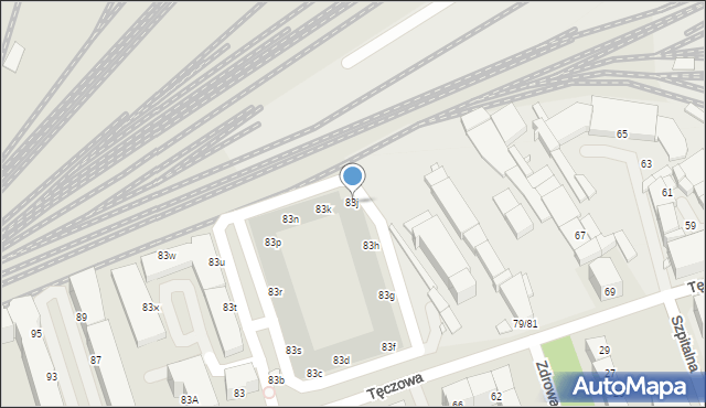 Wrocław, Tęczowa, 83j, mapa Wrocławia