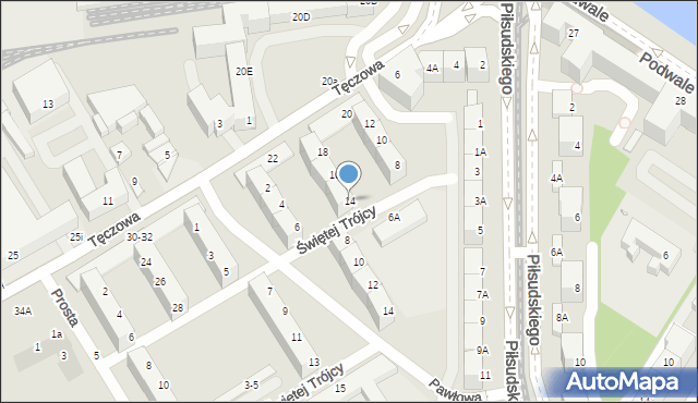 Wrocław, Tęczowa, 14, mapa Wrocławia