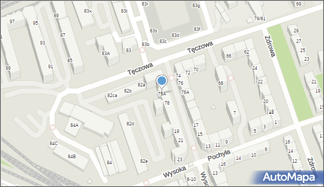 Wrocław, Tęczowa, 78A, mapa Wrocławia