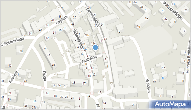 Żagań, Teatralna, 1A, mapa Żagań