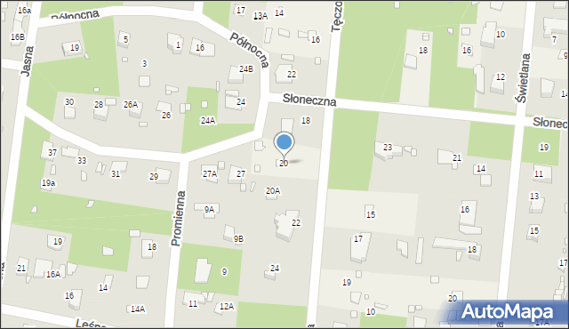 Zalesie Górne, Tęczowa, 20, mapa Zalesie Górne